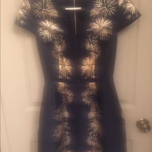 Ted Baker navy and gold dress size 0